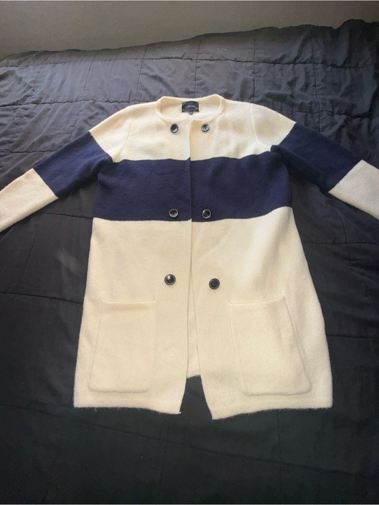 La Fee Verte Jackets & Blazers - La Fée Verte Cream Knit Cardigan with Contrast Buttons